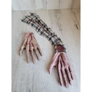 Bloody decapitated hand arm zombie Halloween prop home decor set